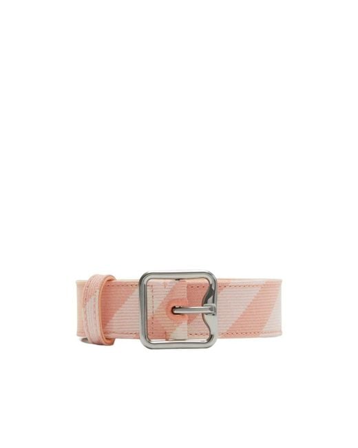 Burberry Pink Checked B-Buckle Belt