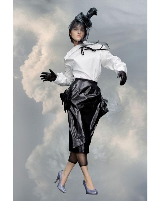 Maison Margiela Black High Waist Asymmetric Midi Skirt