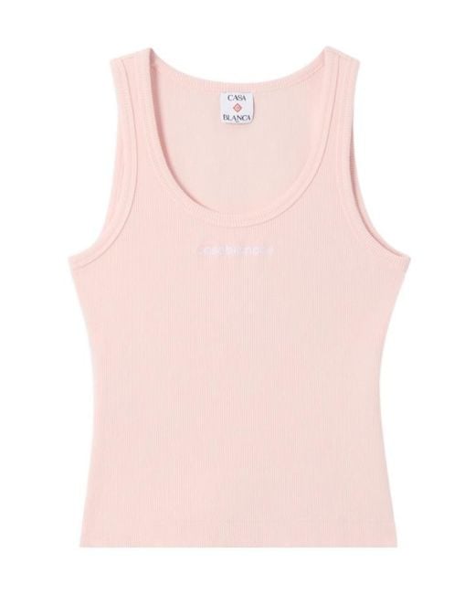 Casablanca Pink Sleeveless Ribbed Tank Top