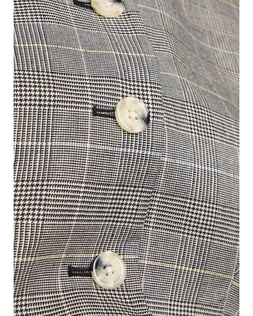 Veronica Beard Gray Lois Checked Linen-Blend Vest
