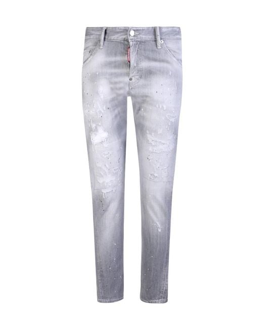 DSquared² Blue Embellished Distressed Skinny Jeans for men