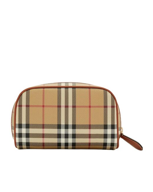 Burberry Metallic Checked Logo Patch Zipped Clutch Bag