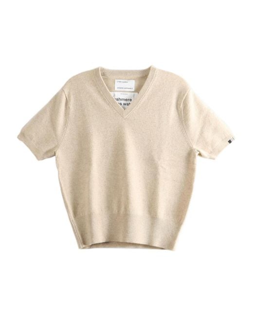 Extreme Cashmere Natural Short-Sleeved V-Neck Sweater for men