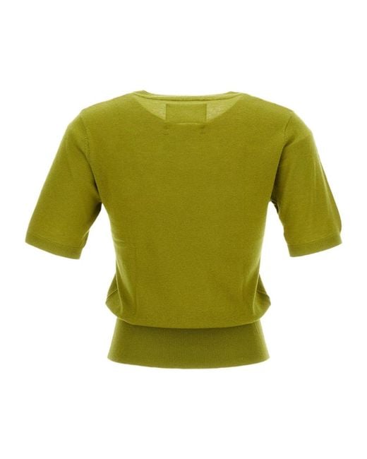 Extreme Cashmere Green Short-Sleeve Knit Top