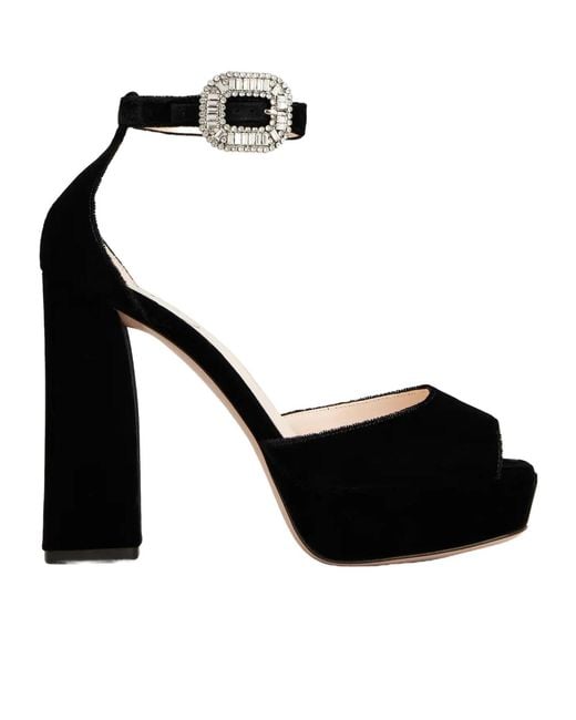 Roger Vivier Black Velvet Platform Sandals