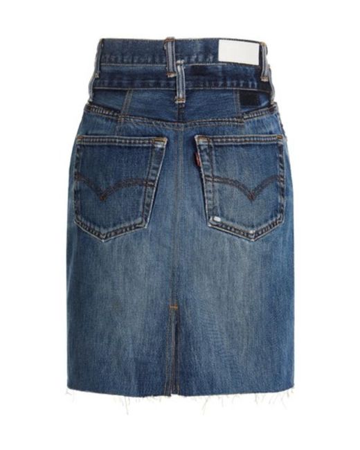 Re/done Blue Double Waisted Denim Skirt