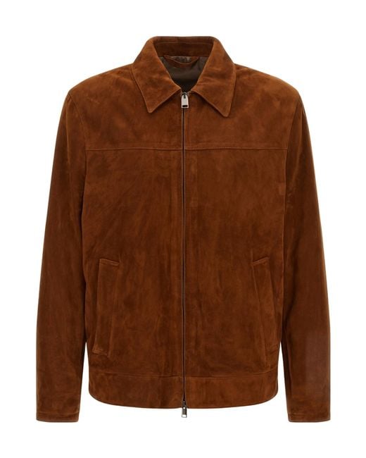 Brioni Brown Suede Zip-Front Jacket for men