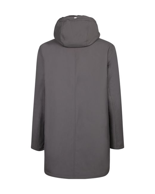 Herno Gray Hooded Padded Coat for men