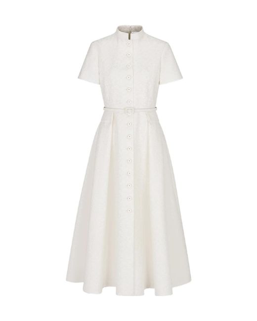 Dior White Mid-Length Belted Shirtdress
