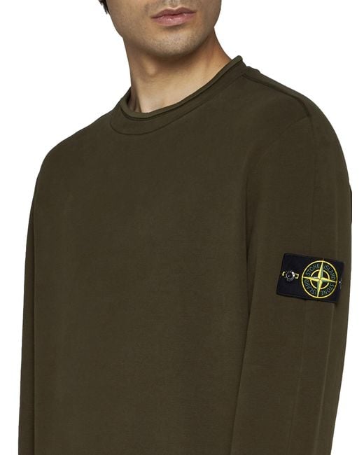 Stone Island Green Logo Patch Crewneck Sweatshirt for men