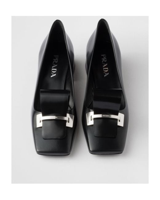 Prada Black Square-Toe Slip-On Pumps
