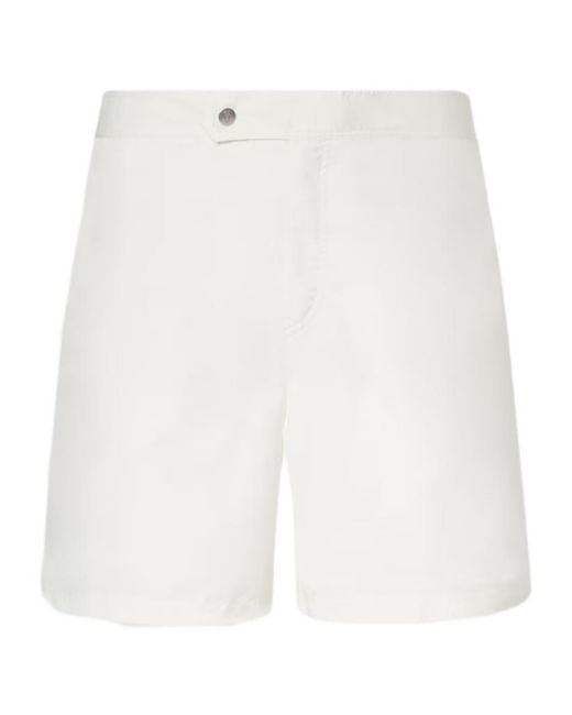 Brunello Cucinelli White Logo Swim Trunks for men