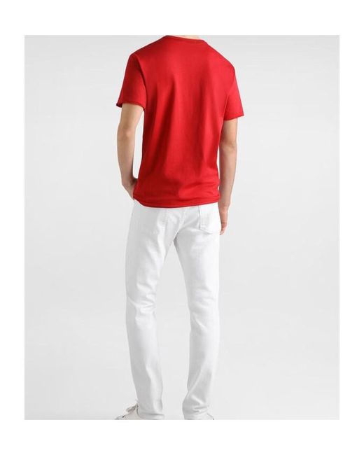 Dolce & Gabbana Red Crest Raw-Edge T-Shirt for men
