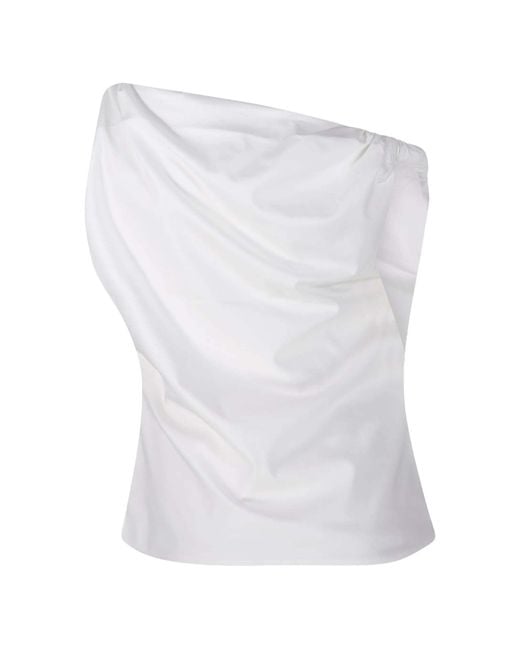 Rohe White Draped Strapless Top