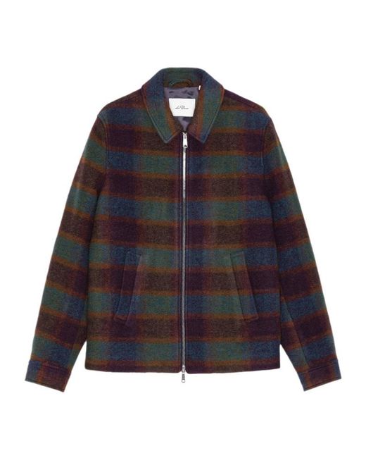 Les Deux Blue Check-Pattern Zip-Up Jacket for men