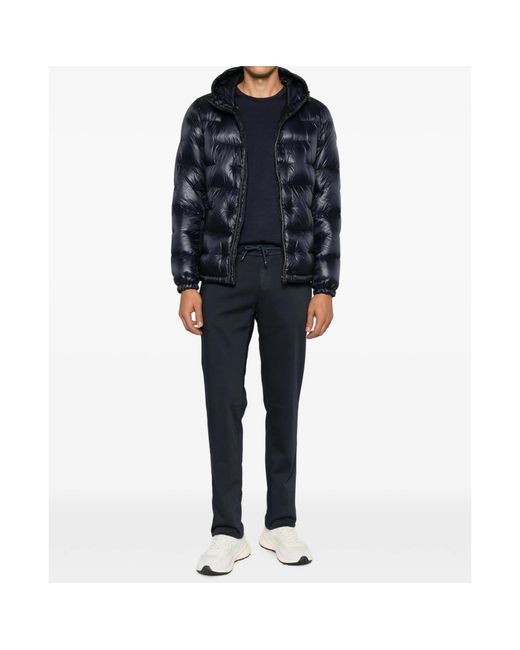 Herno Blue Quilted Zip-Up Hooded Jacket for men