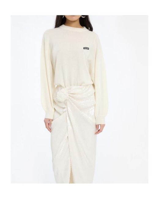 ROTATE BIRGER CHRISTENSEN White Oversized Logo Knitted Sweater
