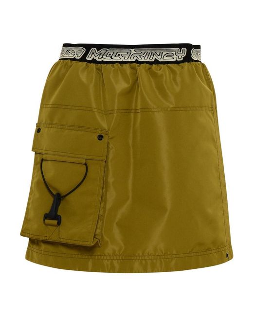 Stella McCartney Green Logo-Waistband Cargo-Pocket Skirt