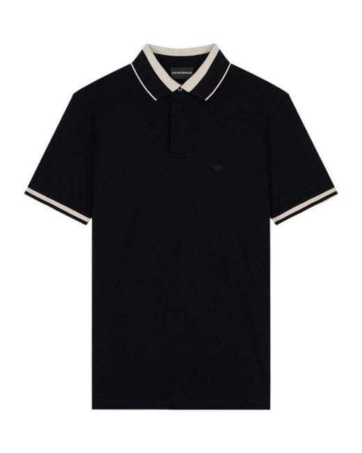 Emporio Armani Black Logo-Embroidered Polo Shirt for men
