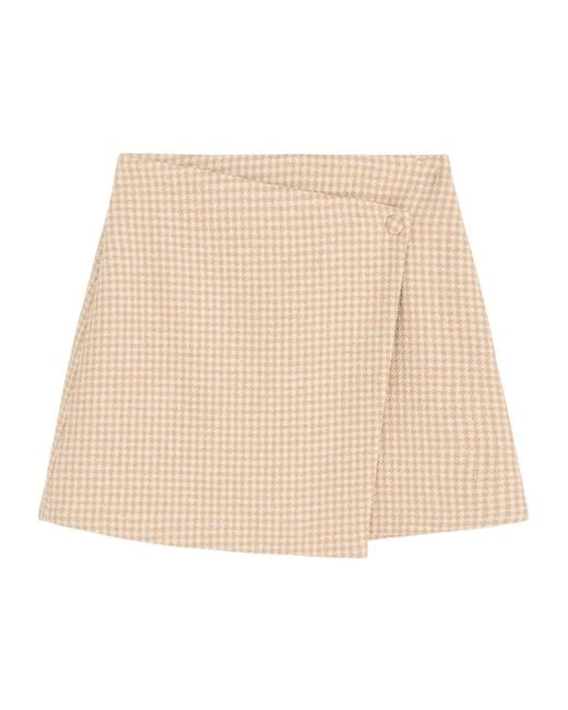 By Malene Birger Natural Esma Houndstooth Wrap Mini Skirt