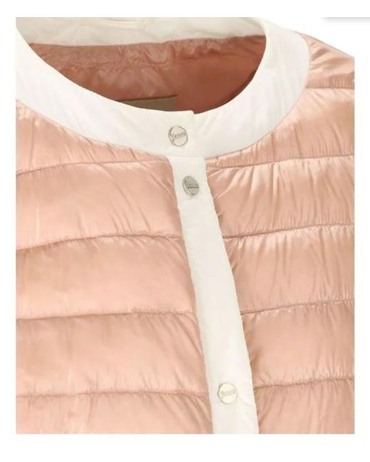 Herno Pink Quilted Crewneck Coat