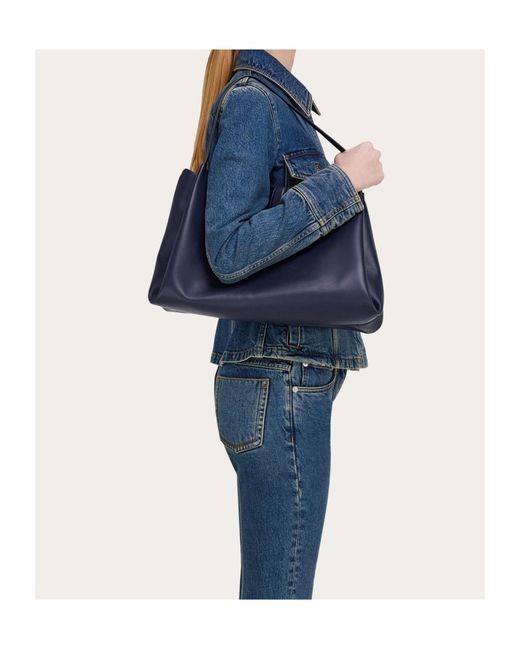 Ferragamo Blue Ferragamo Logo Printed Tote Bag