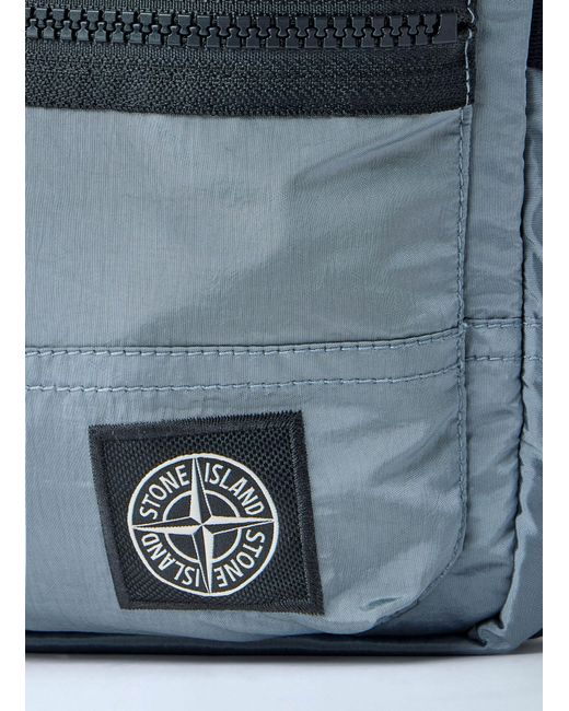 Stone Island Blue Compass Logo-Patch Shoulder Bag for men