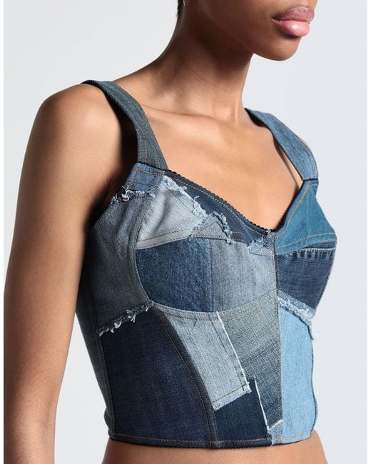 Dolce & Gabbana Blue Denim Patchwork Vest