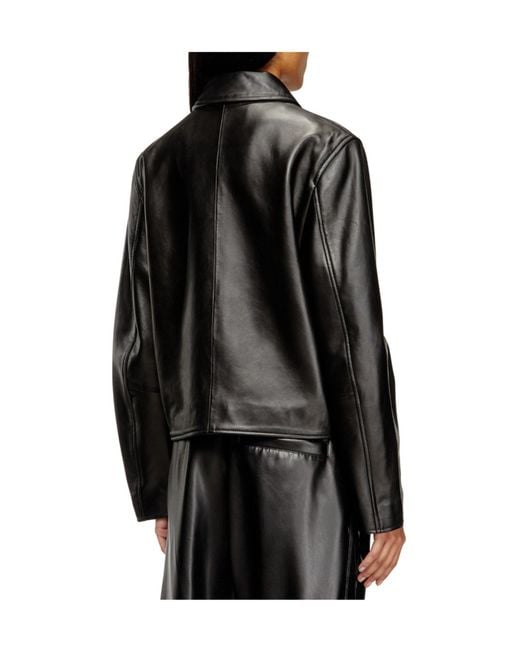 DIESEL Black Simple And Versatile Leather Jacket