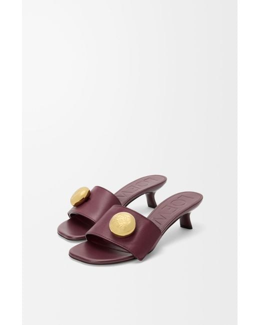 Loewe Purple Pebble Logo Debossed Sandals