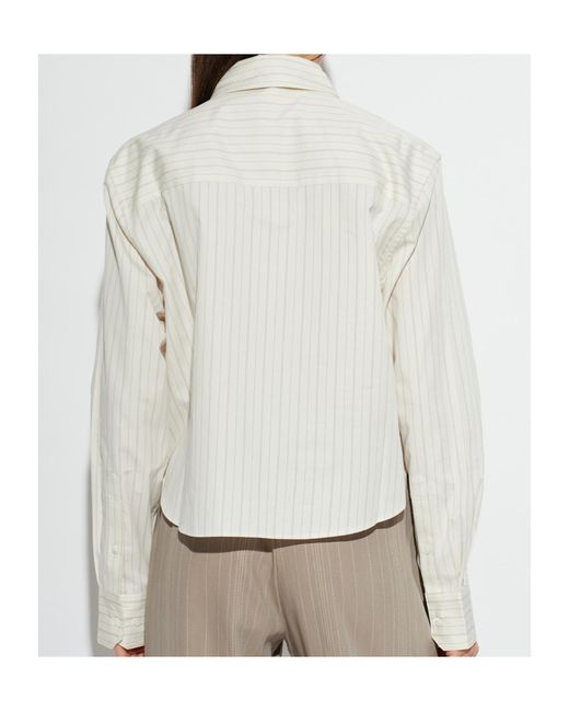 Anine Bing White Essie Pinstripe-Pattern Shirt