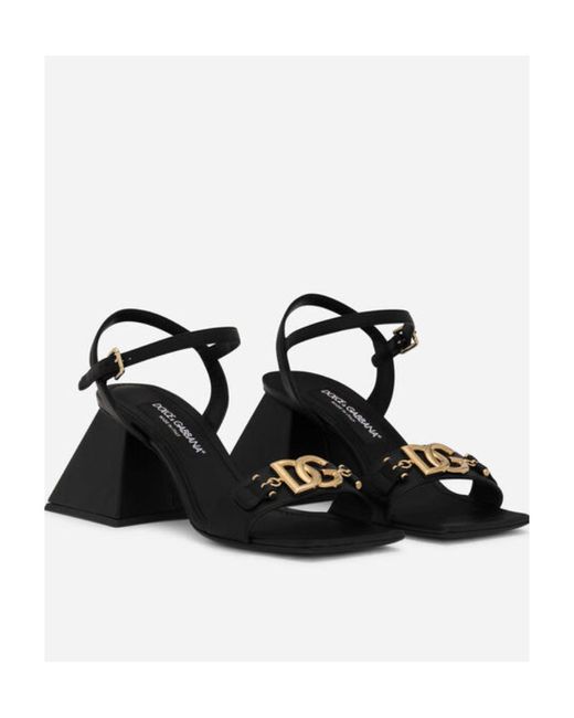 Dolce & Gabbana Black Logo-Detail Open-Toe Sandals