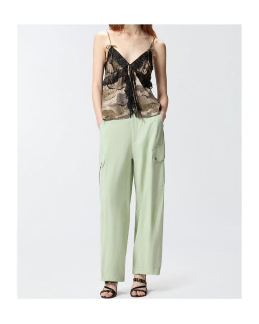 Pinko Brown Lace Trim Printed Camisole Top