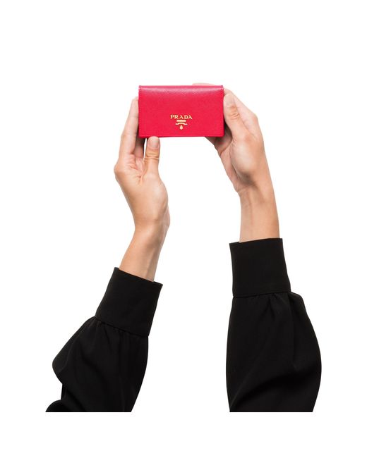 Prada Pink Saffiano Leather Card Holder