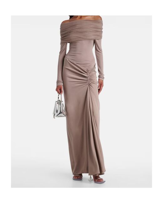Christopher Esber Natural Sonora Off-Shoulder Jersey Gown