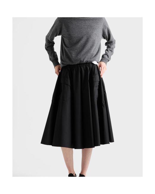 Prada Black Elasticated Waistband Midi Skirt