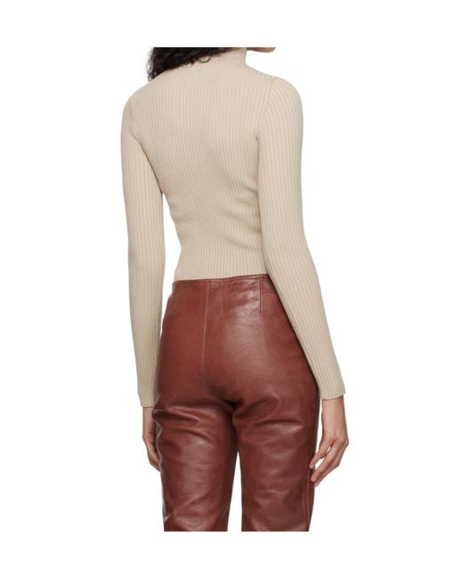 Courreges Natural Courrèges High Neck Knitted Jumper