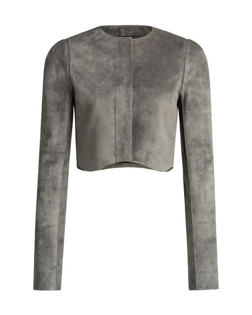 Alaïa Gray Suede Goatskin Tailored Jacket
