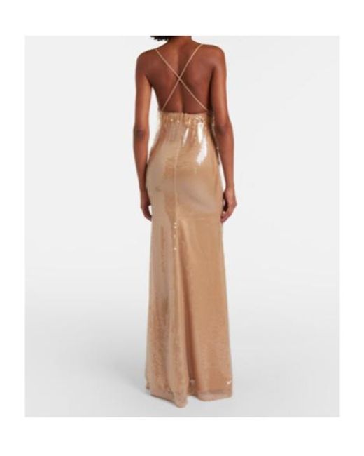David Koma Natural Degrade Sequined Gown