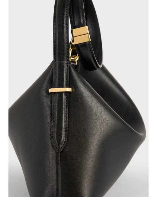 Totême Black Totême Bevel Logo Printed Top Handle Bag