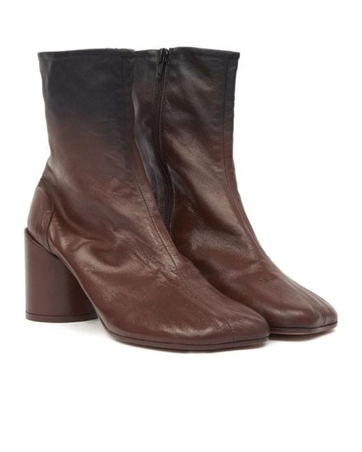 MM6 by Maison Margiela Brown Zip-Up Ankle Boots