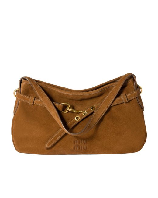 Miu Miu Brown Aventure Suede Bag