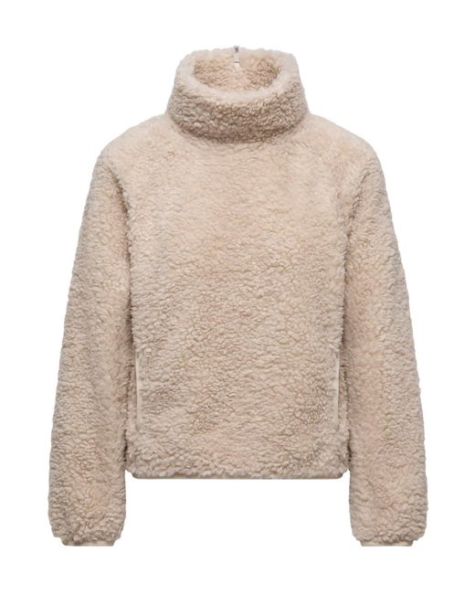 Moncler Natural Grenoble Teddy Turtleneck Sweatshirt