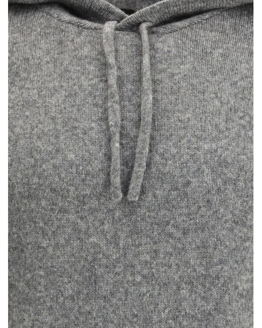 Roberto Collina Gray Hooded Wool Sweater for men