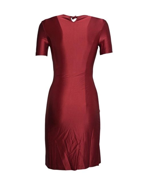 Rabanne Red Ruched Short-Sleeve Dress