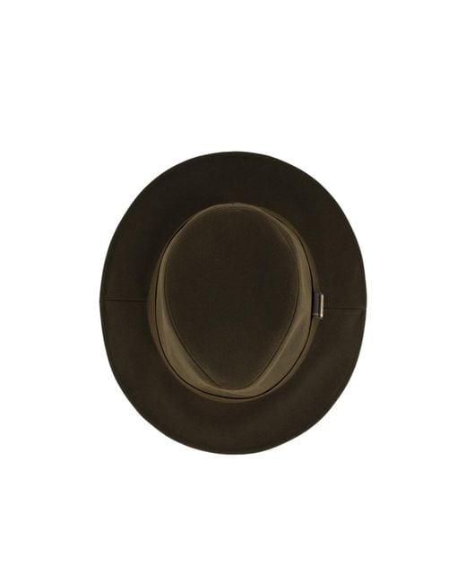 Barbour Brown Logo-Plaque Fedora Hat