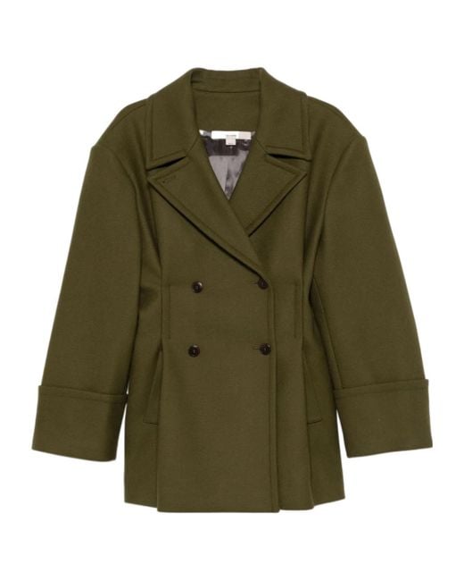 REMAIN Birger Green Pleated Peacoat