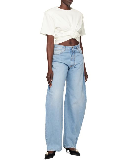 Magda Butrym White Knot-Detail T-Shirt