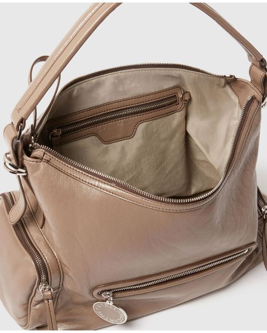 Stella McCartney Brown Dartmoor Cracked Patent Shoulder Bag