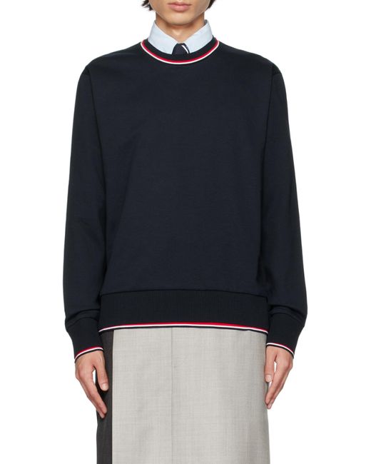 Thom Browne Blue Long-Sleeved Crewneck Sweater for men